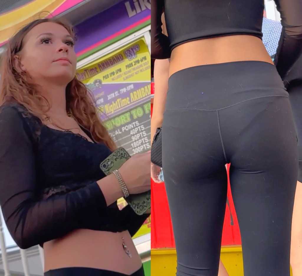 Black Leggings Candid Teen VPL