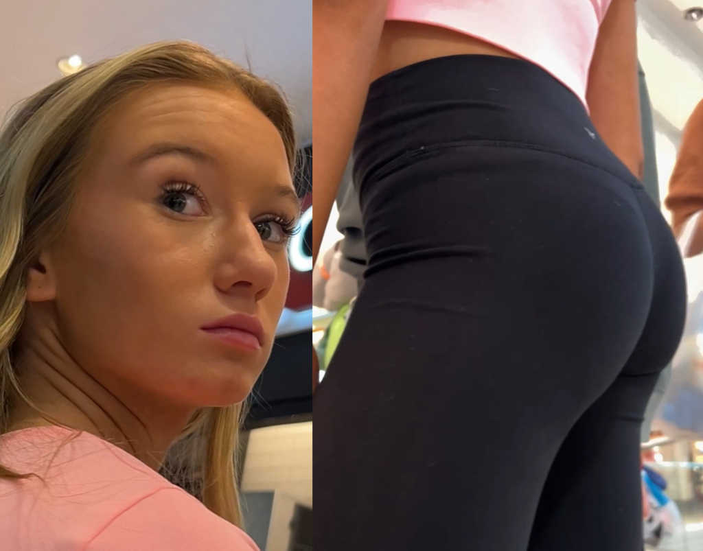 Busted By Blonde Teen In Leggings With VTL