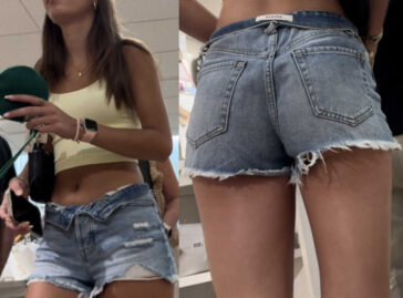 Cute Ass Brunette Teen In Shorts