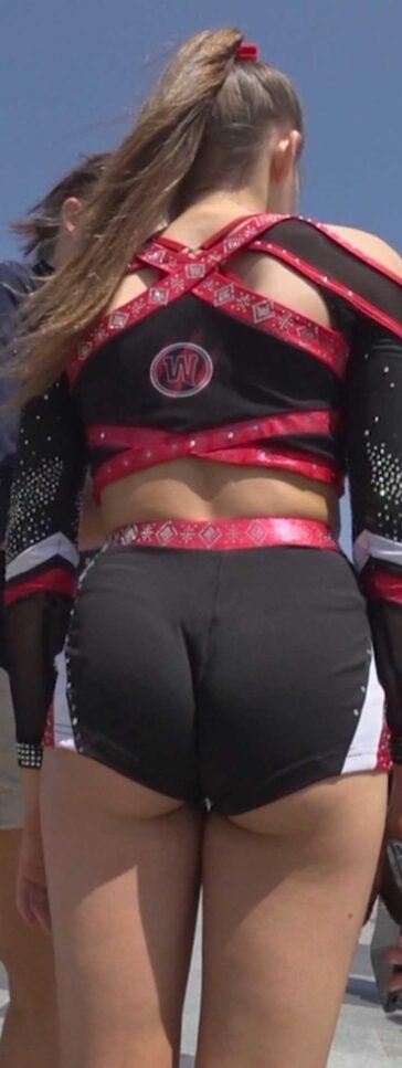 Cute Cheerleader Teen In Spandex Shorts Candid Ass