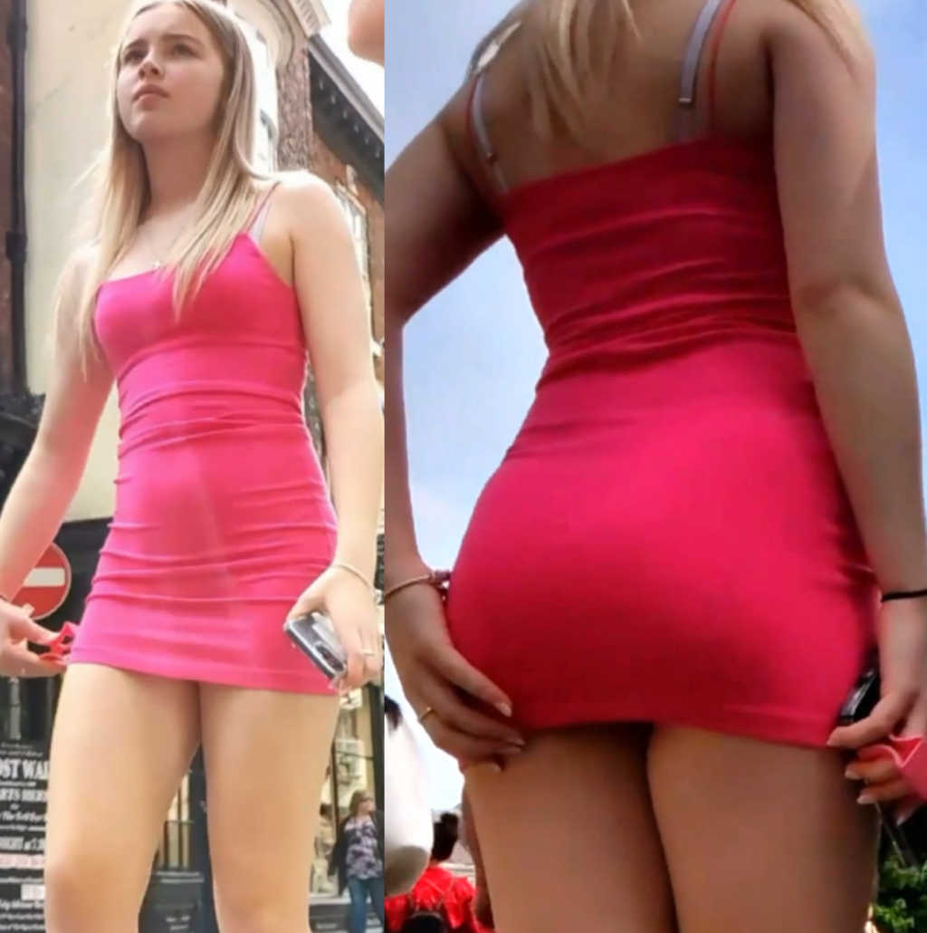 EPIC Candid Teen In Pink Dress