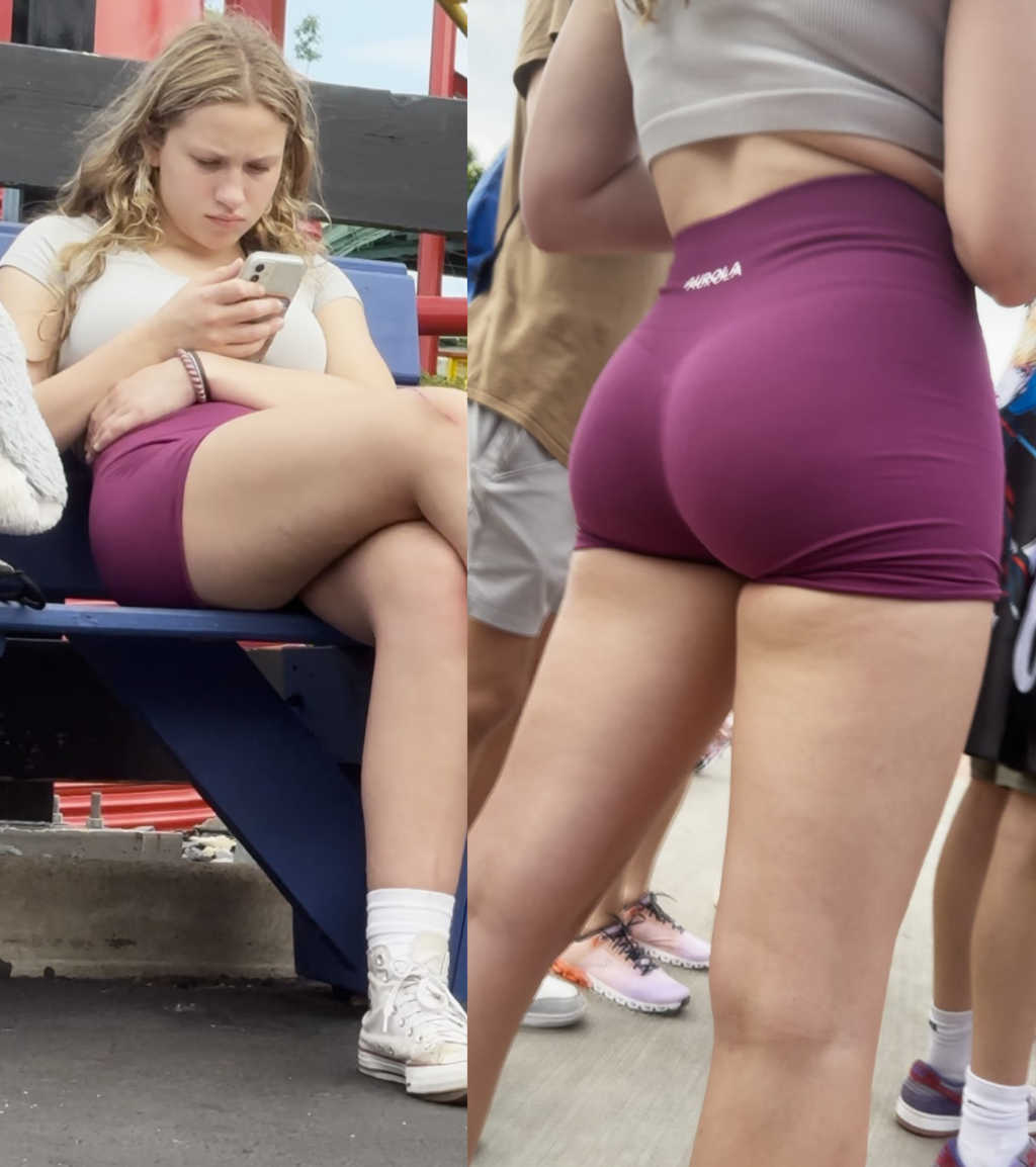 Purple Shorts Candid Teen Amzing Ass