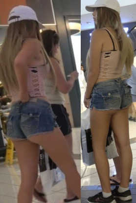 Ridiculously Short Shorts Blonde Teen Part2