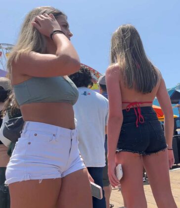 Two Beach Babes In Shorts