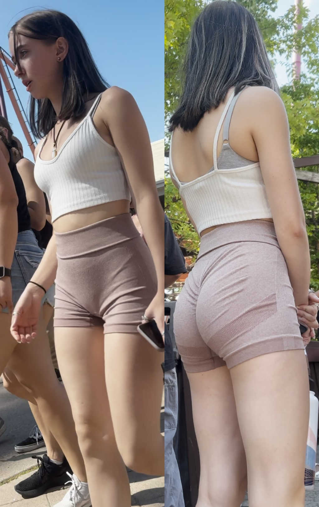 Adorable Candid Teen In Shorts Showing Her Cute Cameltoe
