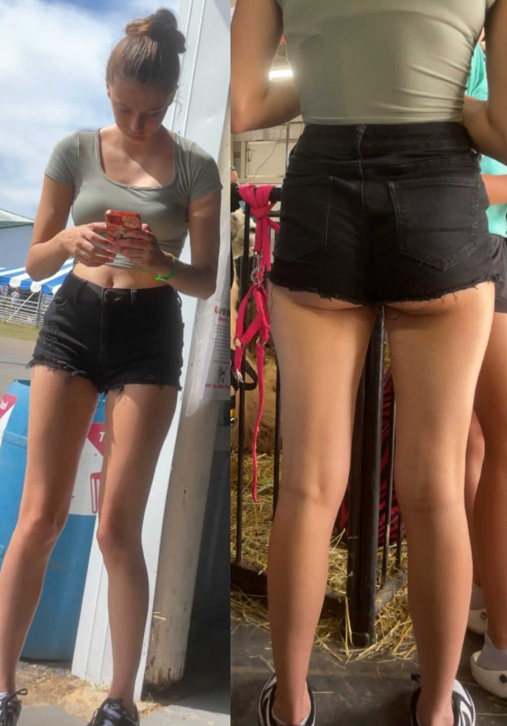 Black Denim Shorts Skinny Teen