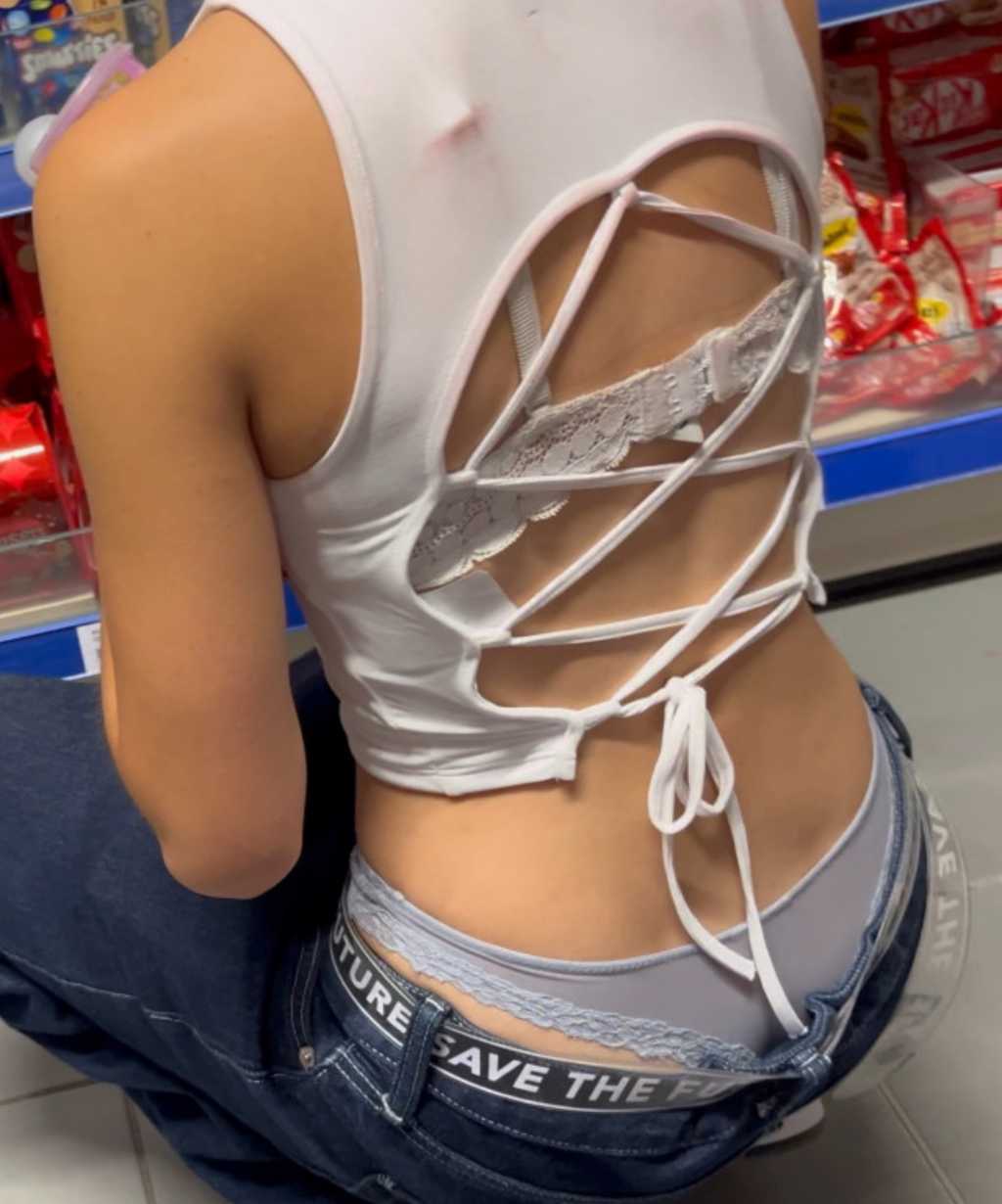 Candid Teen Showing Sexy Thong