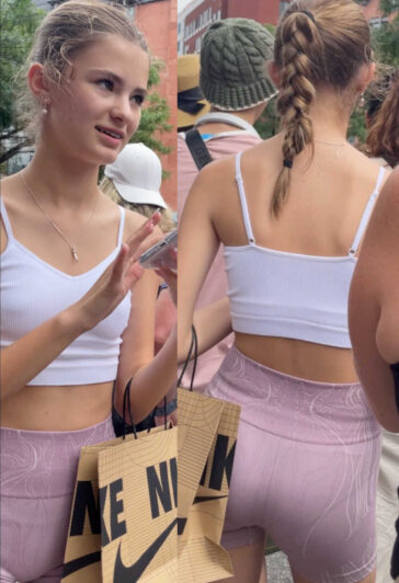 Flat Chest Teen In Pink Shorts VPL