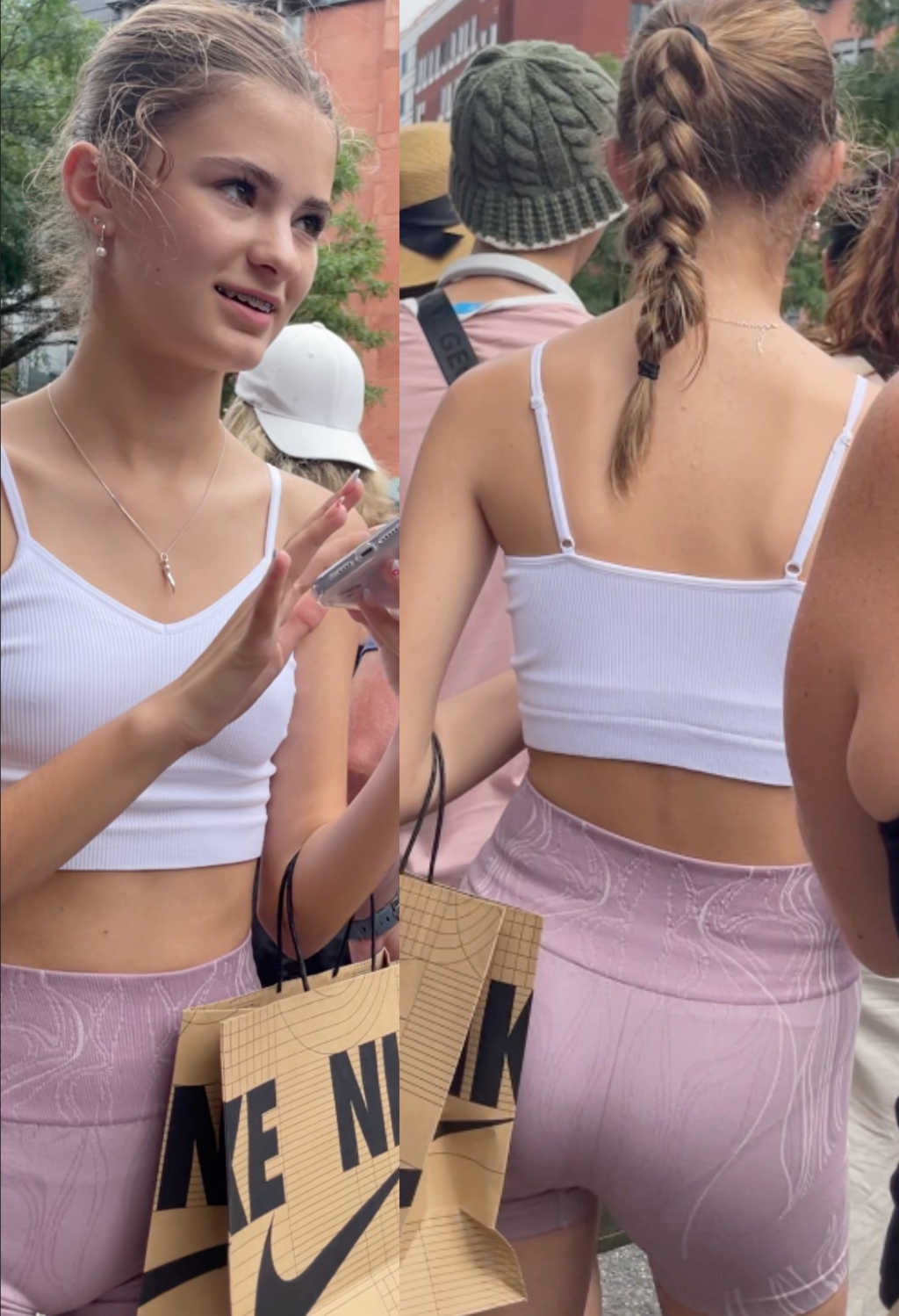 Flat Chest Teen In Pink Shorts VPL