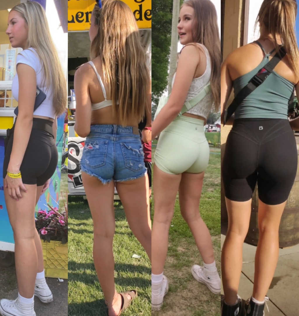 Four Candid Teens In Shorts Compilation
