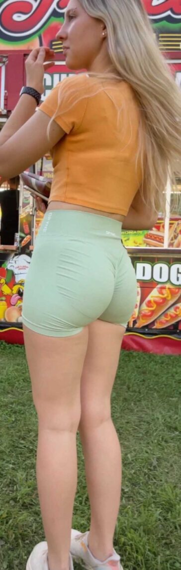 Green Shorts Bubble Ass Blonde Teen