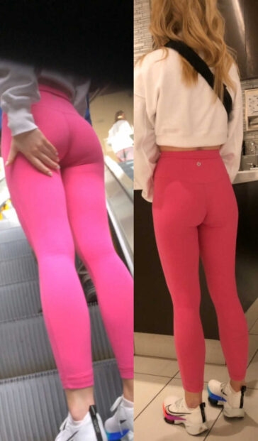 Pink Leggings Blonde Teen