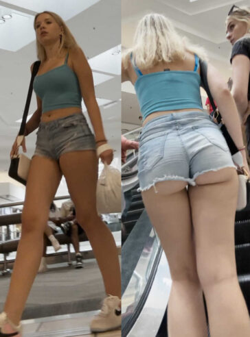 Sexy Blonde Teen In Shorts
