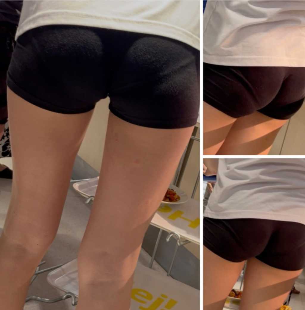 Candid JB VPL In Shorts