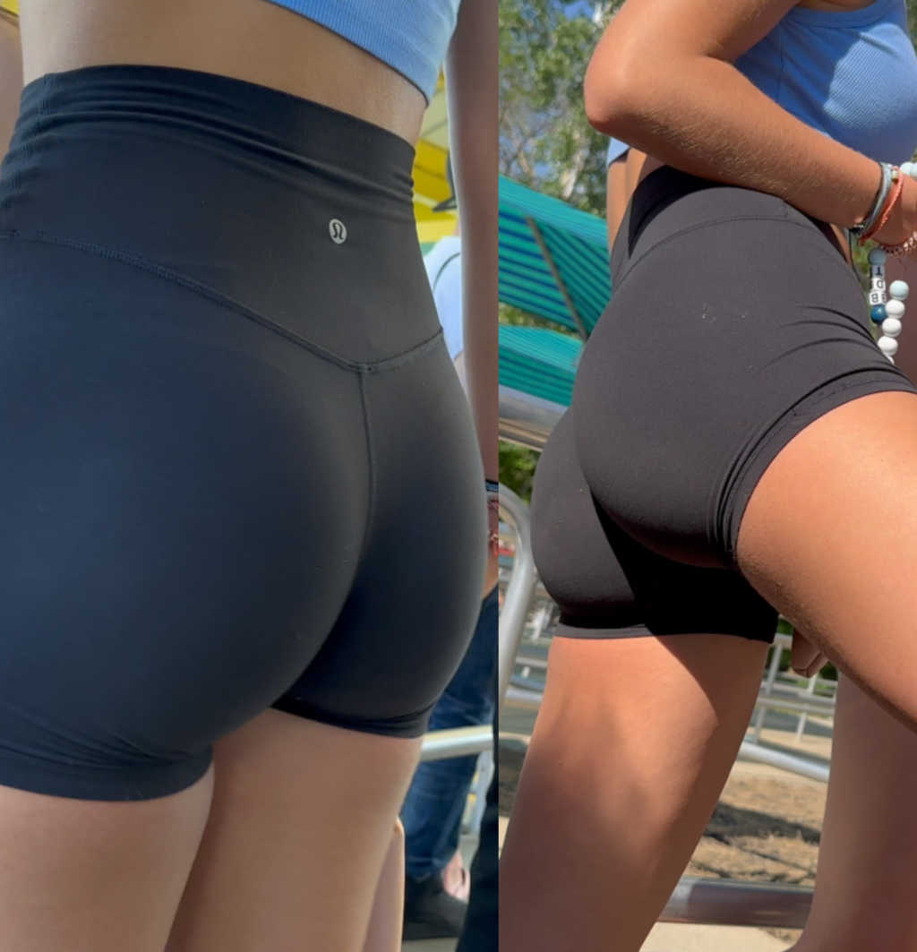 Candid Teen In Lulu Shorts Spreading Legs