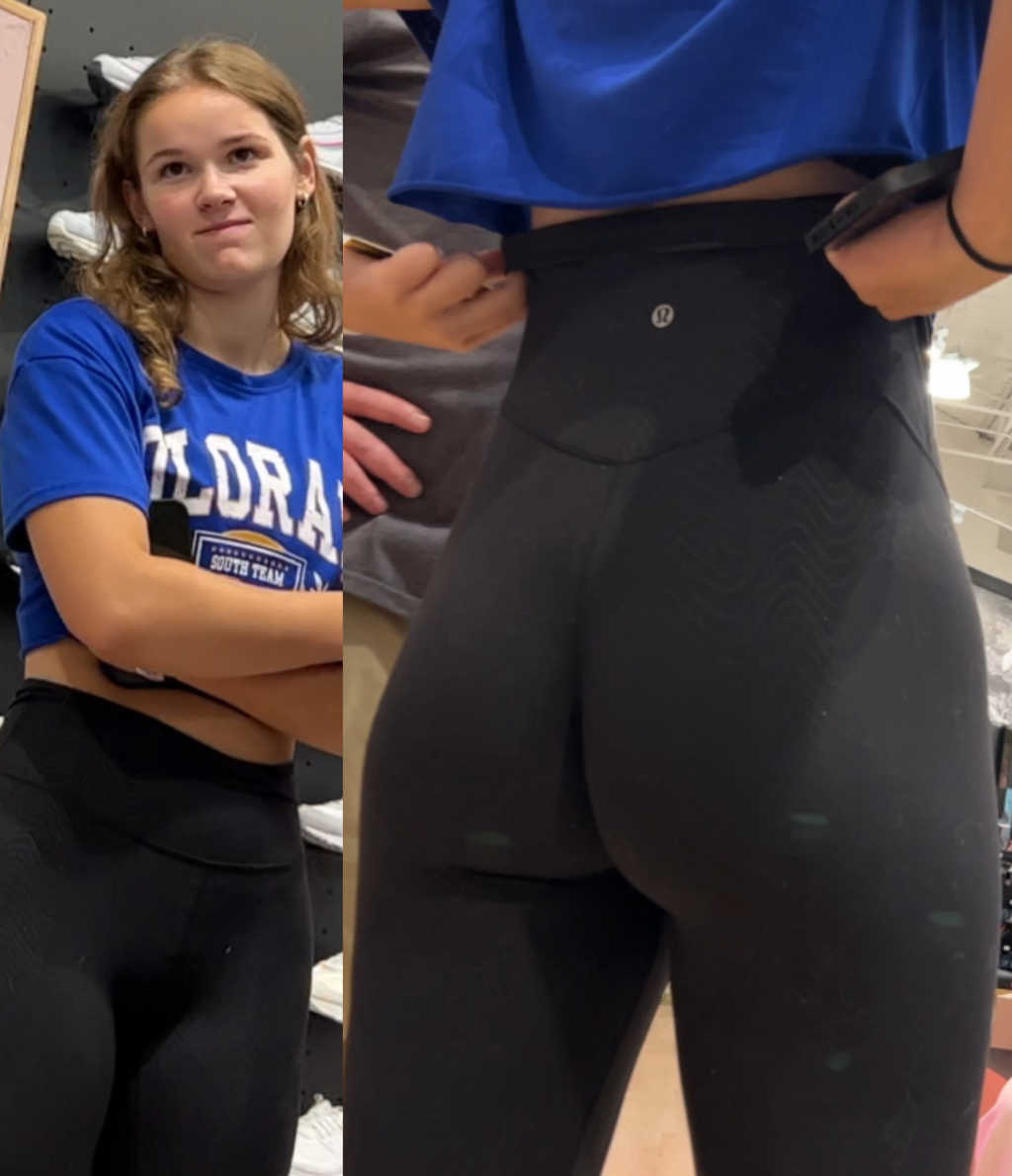 Candid Teen Pulling Up Leggings