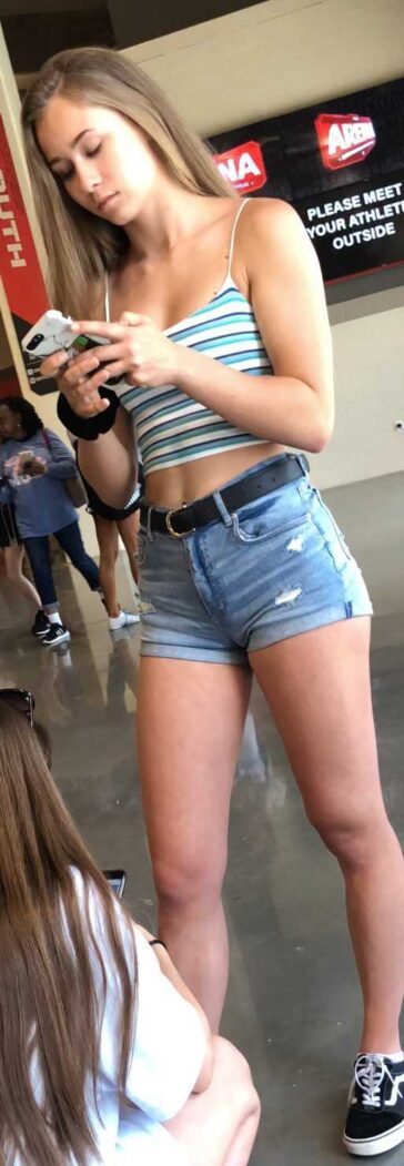 Fantastic Body Teen In Denim Shorts