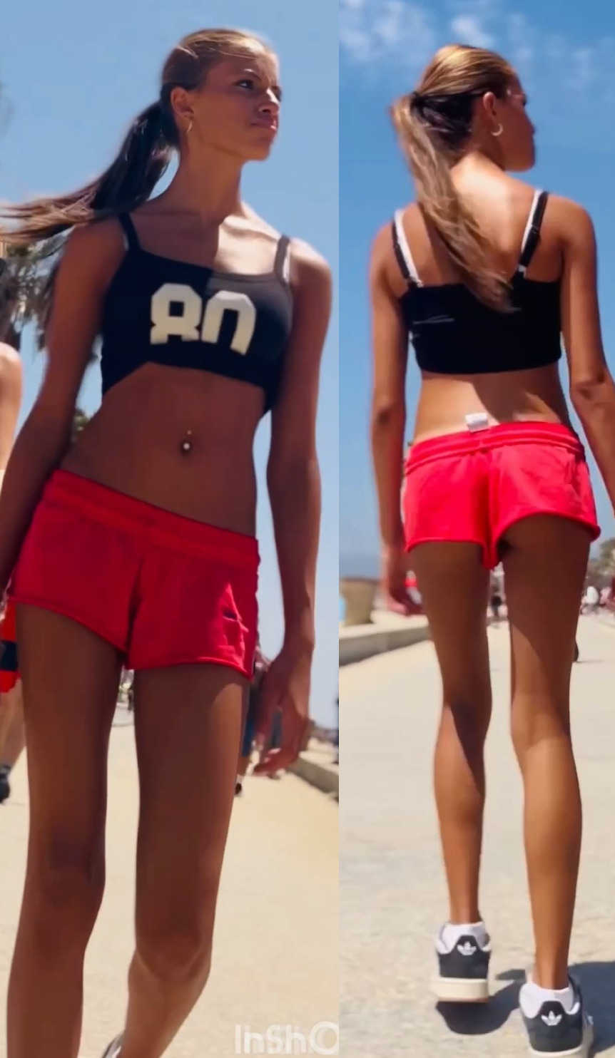 Slim Body Blonde Teen Revesling Some Cheeks